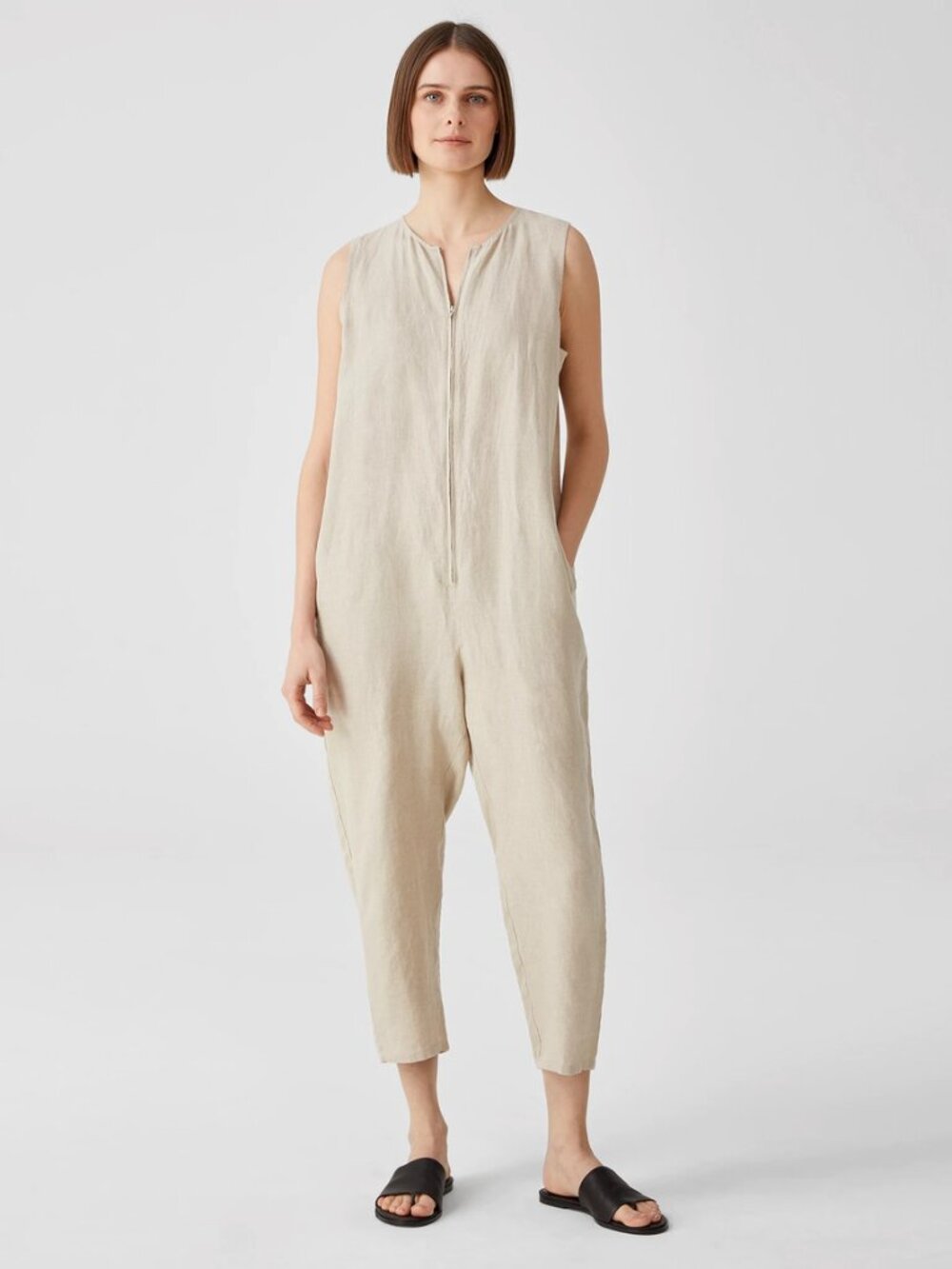 Eileen Fisher Organic Linen Jumpsuit in Natural